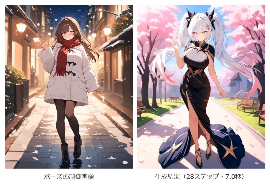 9-4 ポーズ制御とLoRAを組み合わせた結果　／　906×630px