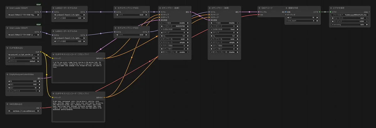 wan22_t2v.json のワークフロー画面